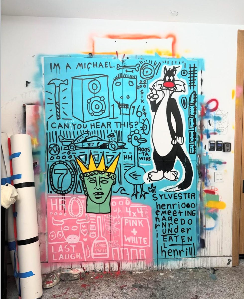 Henry Foxman's spray canvas entitled "Sylvester the Cat not Stalone"