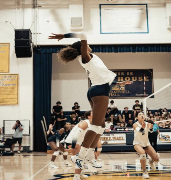 Hard work paying off: Kapri Garnett '26 hits during a match against Archer on October 7.