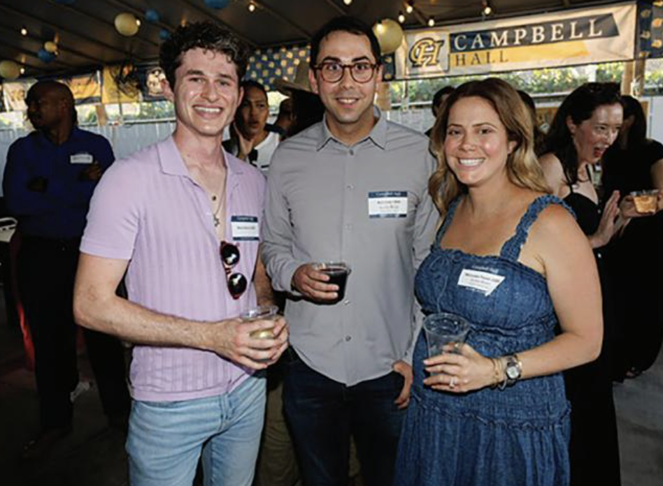 Connecting after graduation: Noah Ehrlich '05, Alex Early '05, Meghan Tahari '05 connect eith their former classmates.