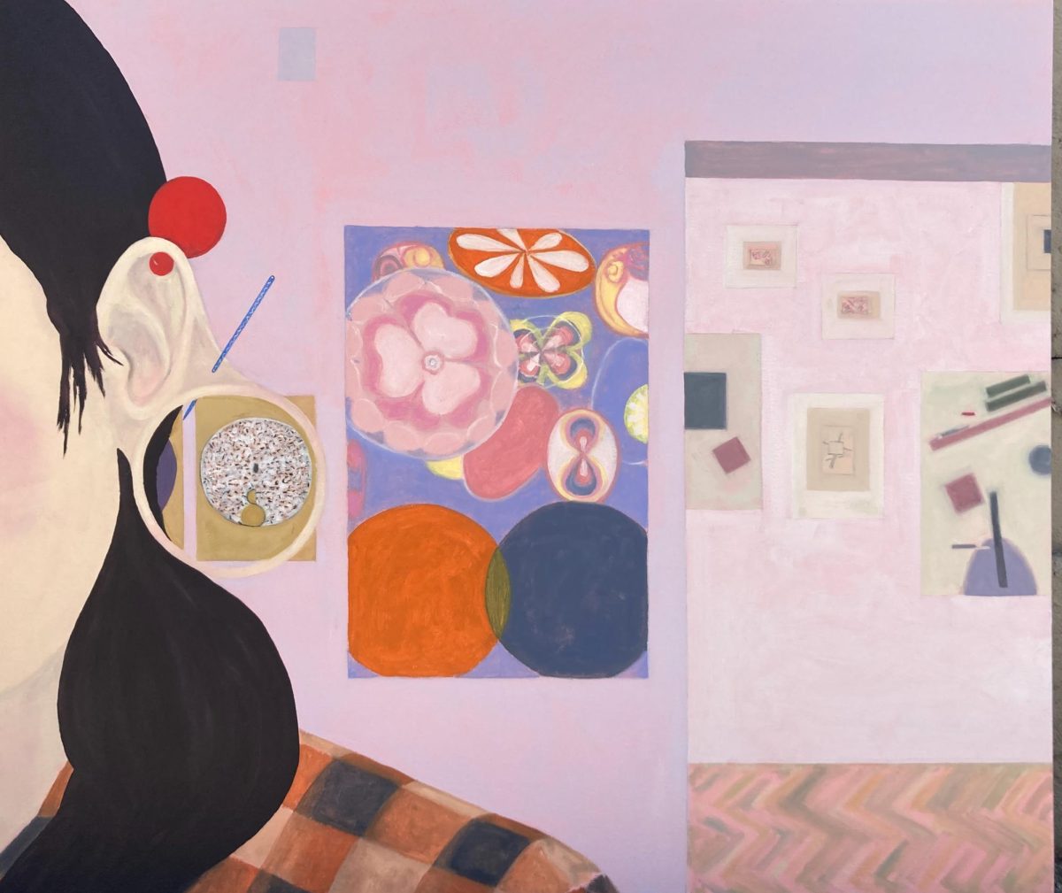 On the canvas: Elizabeth Tremante's colorful art piece featured in the teacher art show.